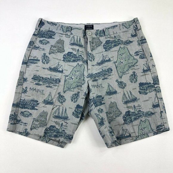 J.CREW Other - J. Crew Gramercy Maine State Map Shorts Men's Size 32 Portland, ME RARE! Gray